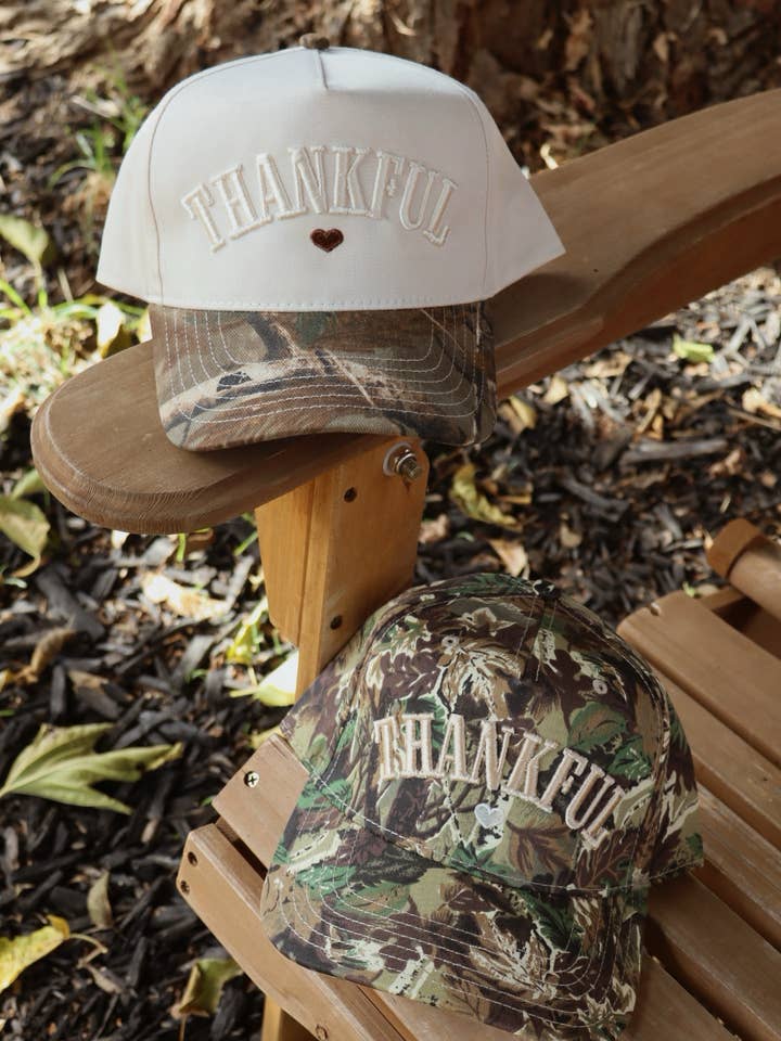 Thankful Puff Embroidered Hat for wholesale by Wilder Made