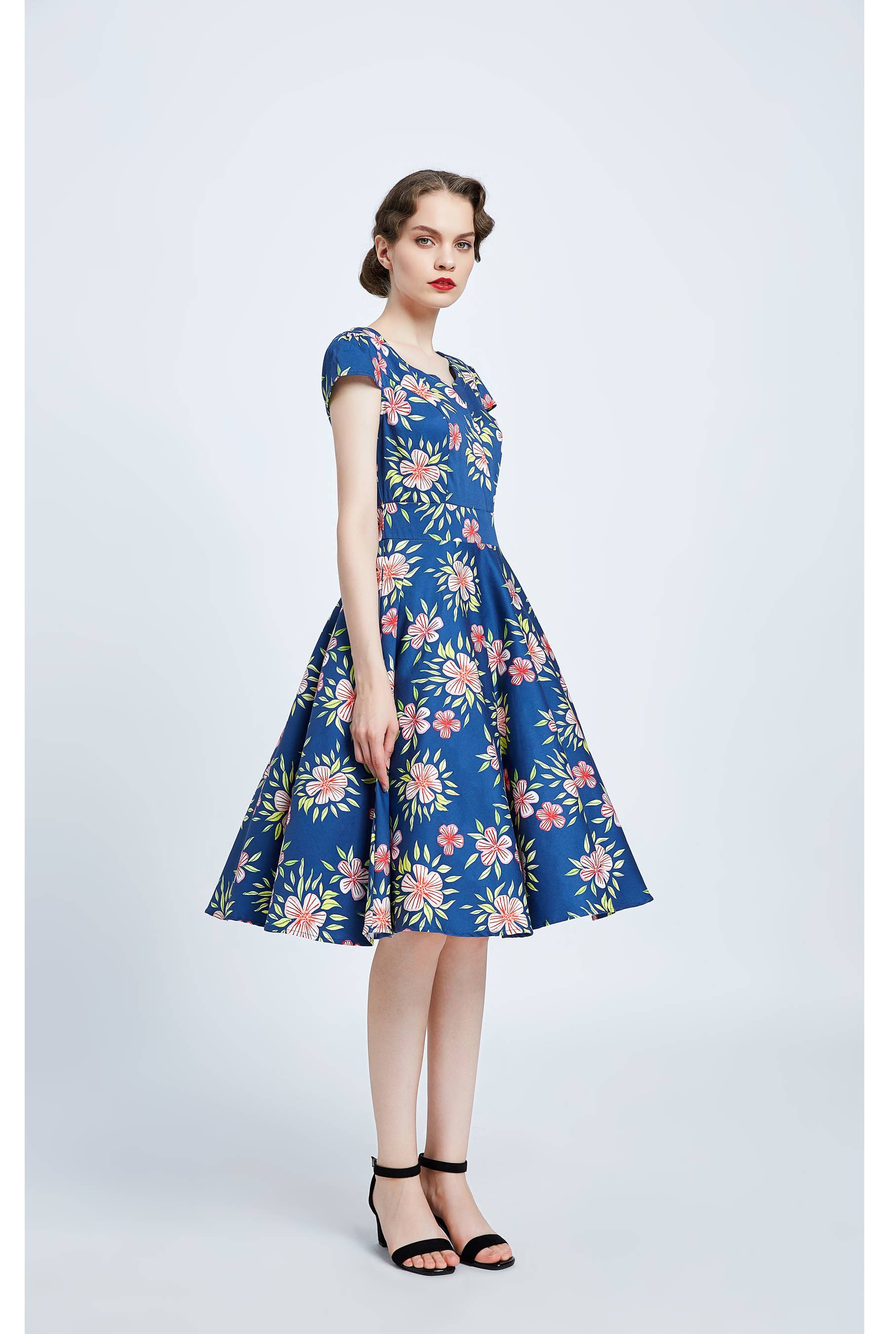 Blue Multi 20333 | Laura | Swing Dress With Pockets for wholesale on Faire2