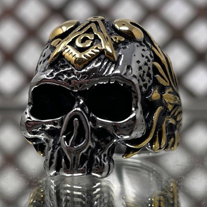 Vrijmetselaarsbroederschap - Schedelring (#539) voor wholesale door SkullJewelry.com