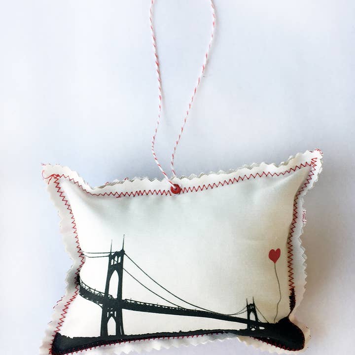 St. John's Bridge Portland Fabric Christmas Ornament for wholesale by noteify