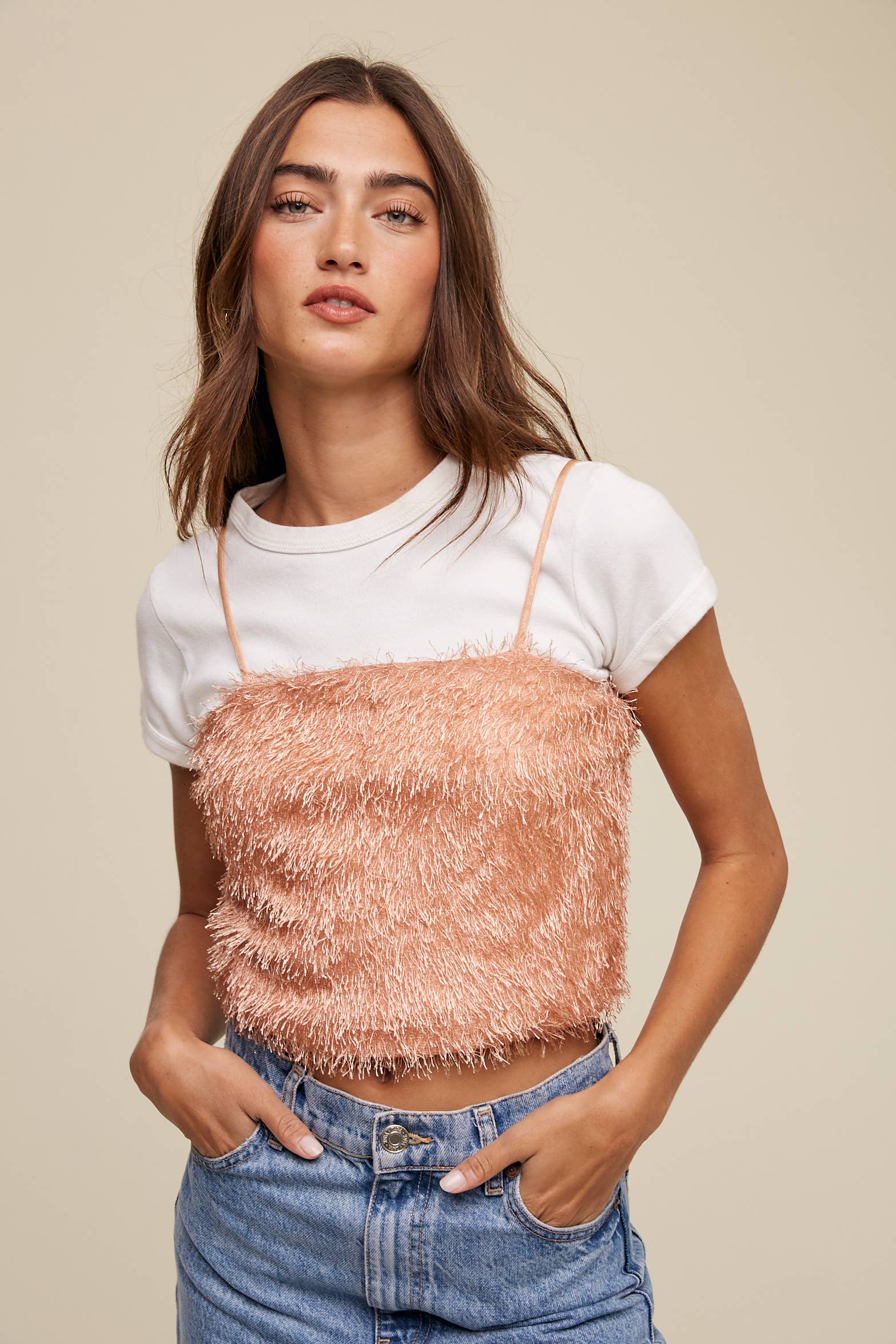 Listicle - Wholesale Camisole - Women's - Metallic Eyelash Knit Cami Top LT131534