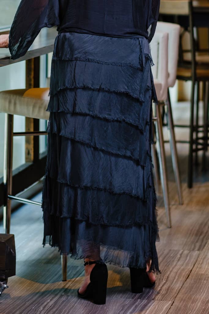 TINA Stephens Italy/Tees By Tina - Wholesale Skirt - Women's - Elisa Silk Ruffle Skirt (SL201)48