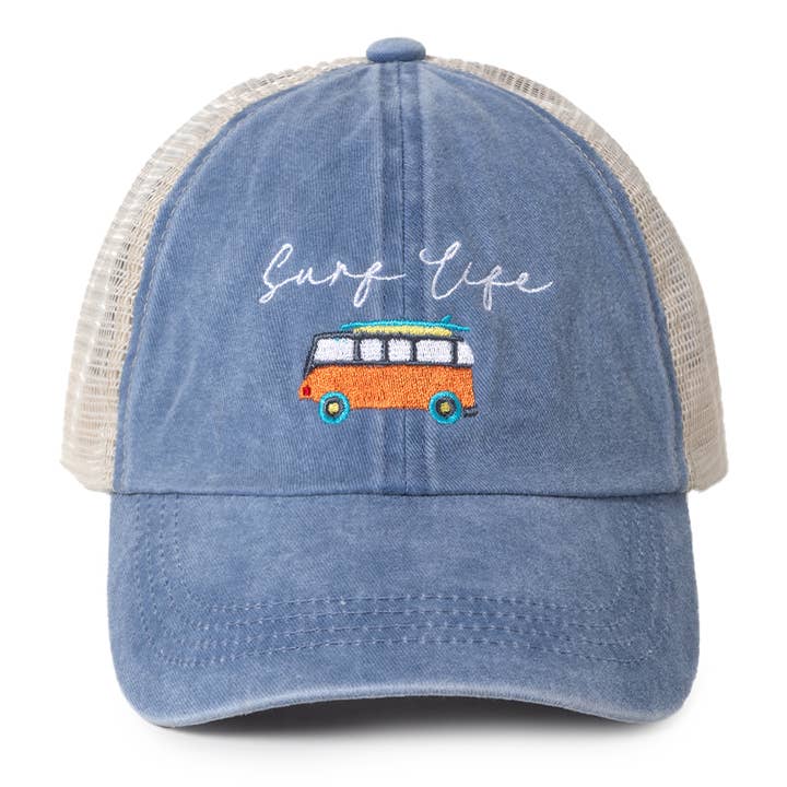 David And Young - Wholesale Trucker Hat - Unisex - Surf Life With Van Embroidery Mesh Hat.1