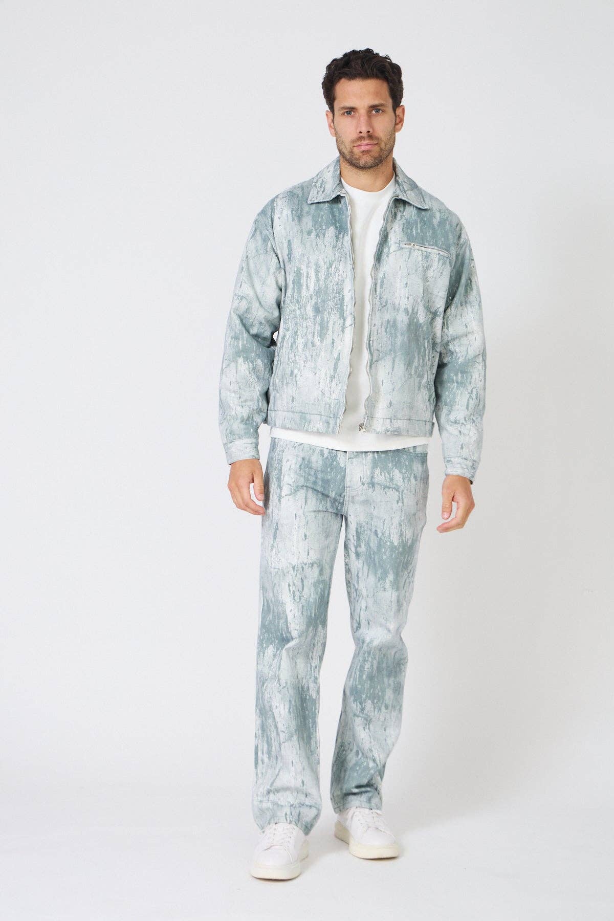 TOP MONDAY - Wholesale Top & Pant Set (NOT Loungewear) - Men's - Paint Effect Denim Set – Street Chic Look for Winter8