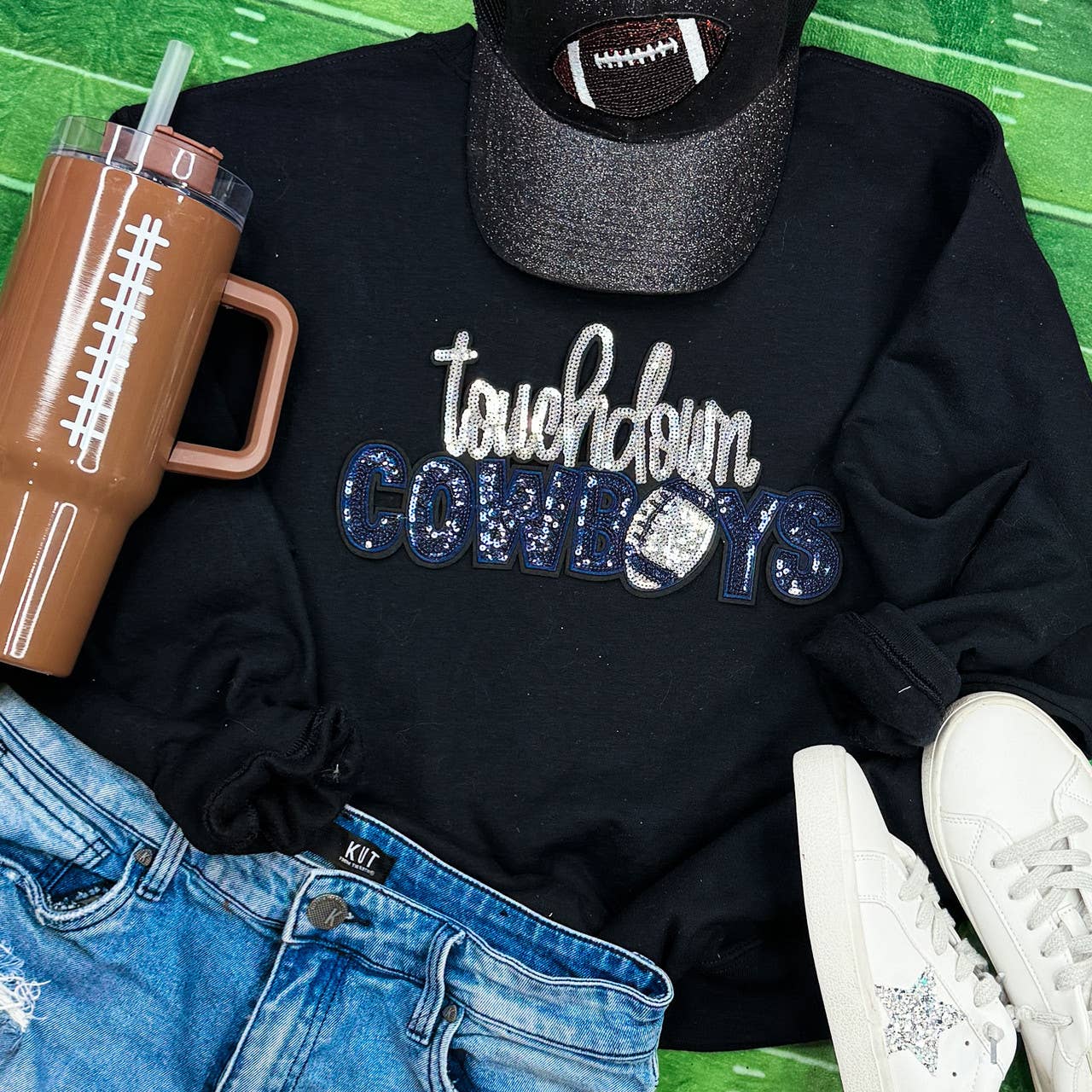 Trendy Transfers – wholesale Patch – Touchdown Cowboys Sequin Patch0