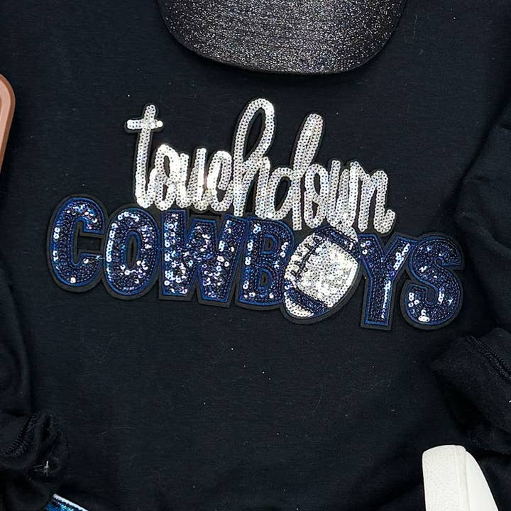 Trendy Transfers - Vendita all'ingrosso Toppe - Toppa con paillettes Touchdown Cowboys0