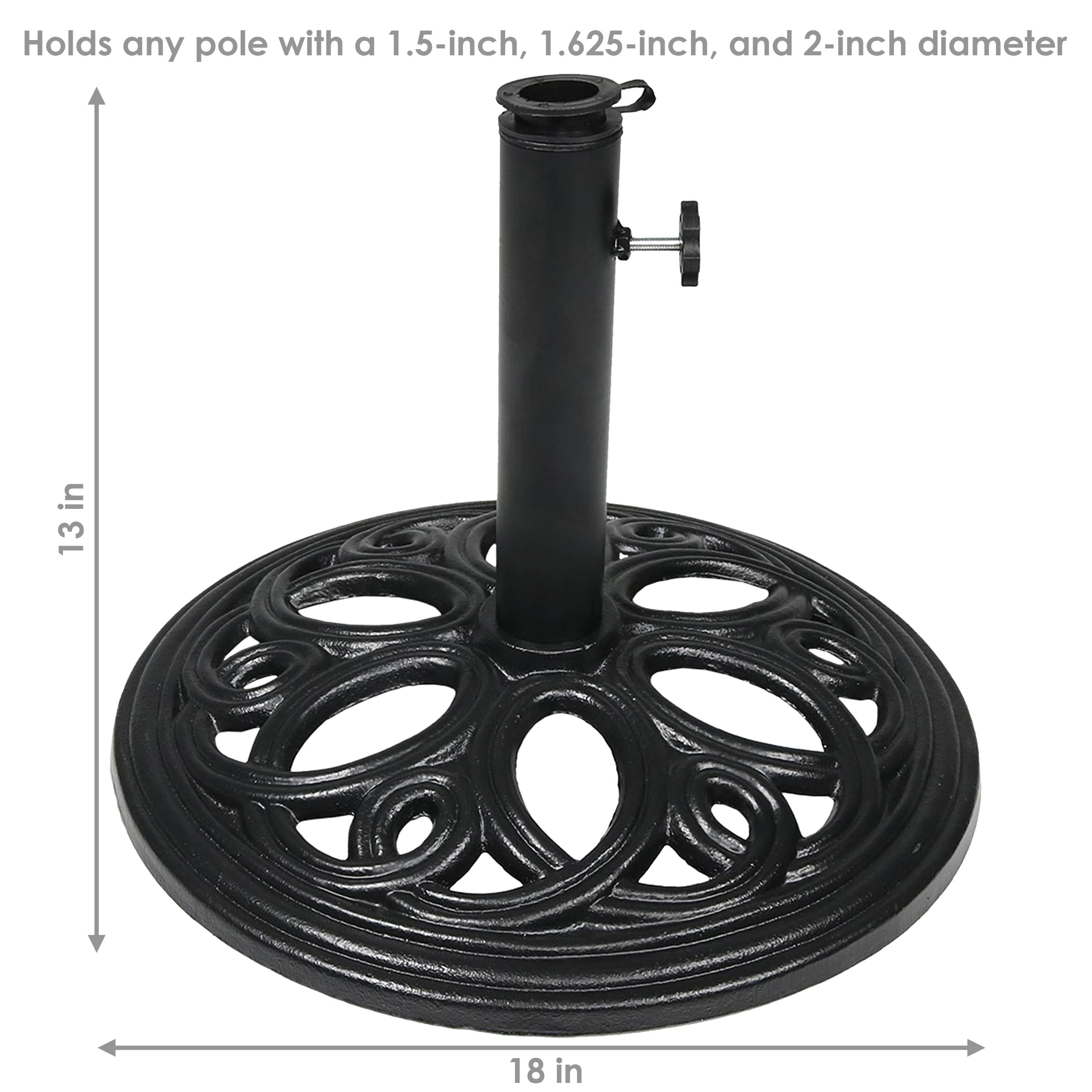 Sunnydaze Decor - Wholesale Patio Umbrella - 18 in Decorative Cast Iron Round Patio Umbrella Base - Black7