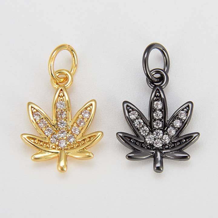 Beads Creation – wholesale Individual charm/pendant – Gold Filled Marijuana Weed Leaf Charm Pendant4