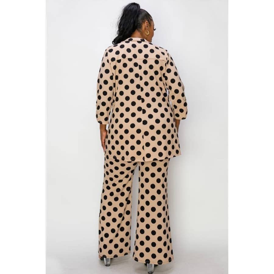 Black Pearl Clothing - Wholesale Blazer - Women's - Plus Size Clothing Polkdot Collared V-NEck Blazer3