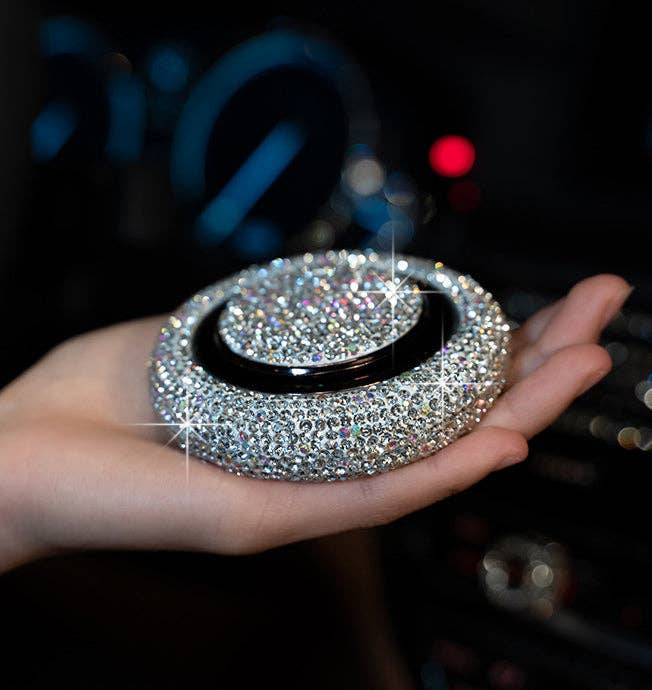 White Car Accessories - Ceramic Rhinestone Scent Container MIS0544 for wholesale on Faire1