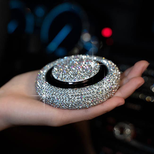 White Car Accessories - Ceramic Rhinestone Scent Container MIS0544 for wholesale on Faire1