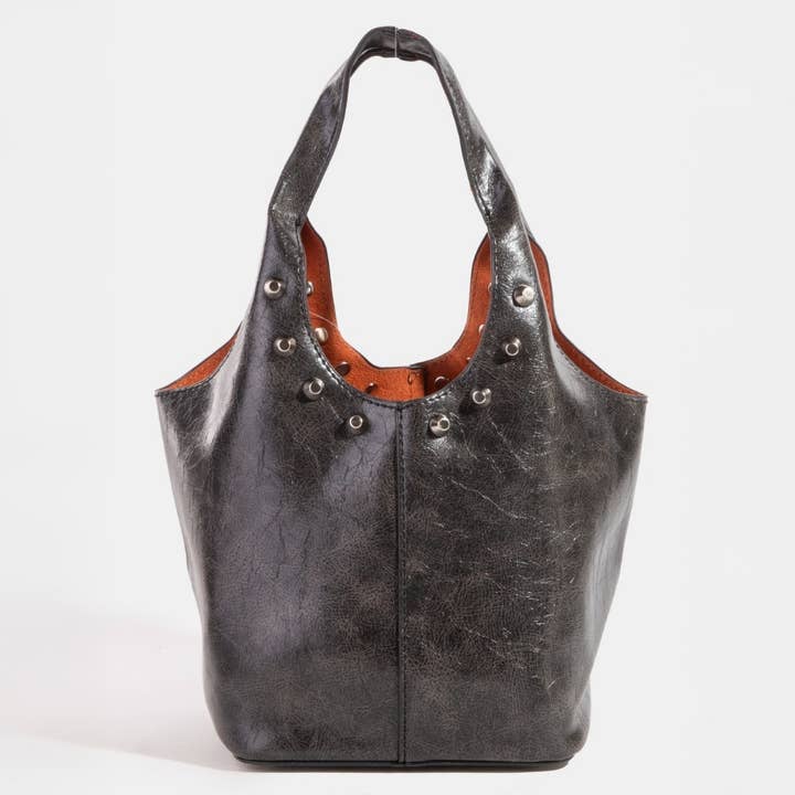 Collections by Fame Accessories - Wholesale Crossbody Bag - Women's - Weathered Leather And Studs Bucket Bag6