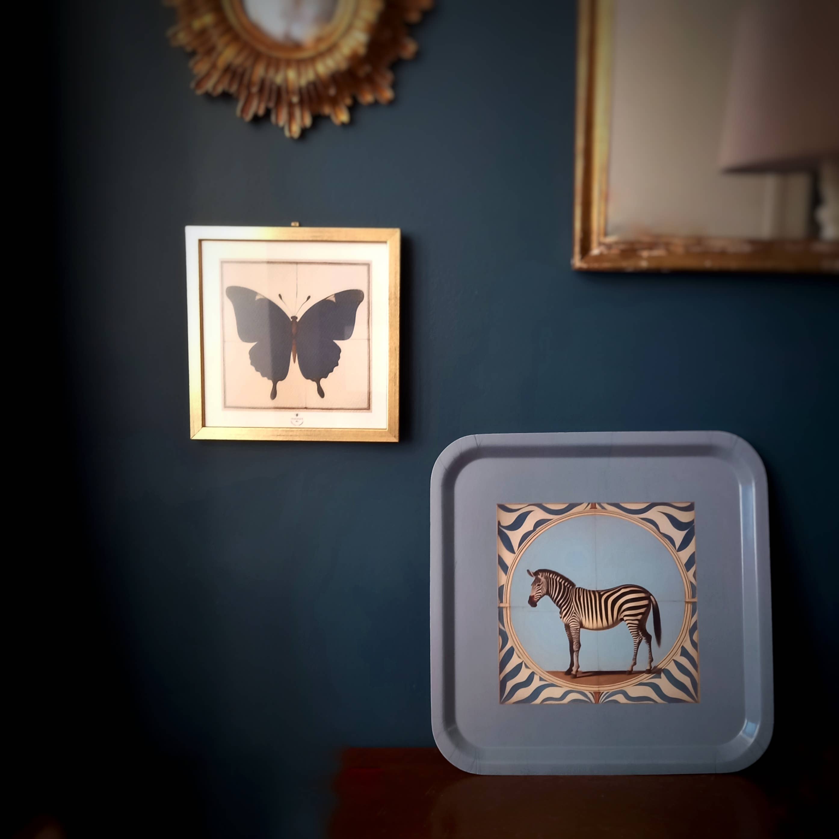 Odalisque Paris - Wholesale Decorative Tray - Blue square tray the Zebra4