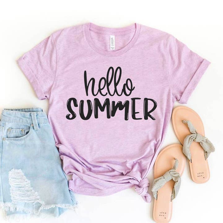 Camiseta Hello Summer - Bella Canvas para venta al por mayor de Printliss