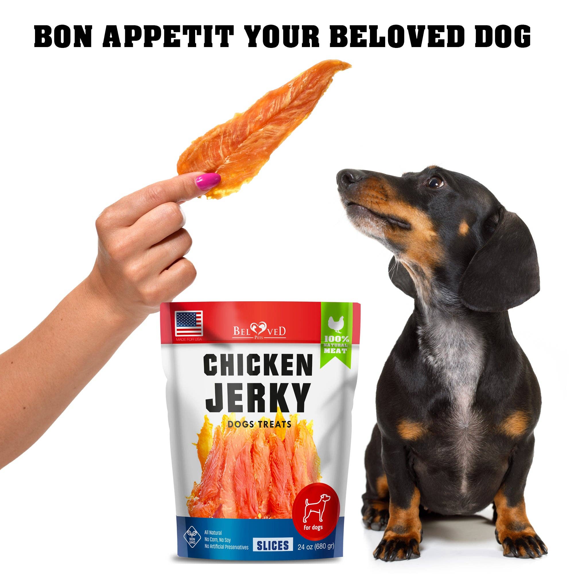 Beloved Pets - Wholesale Pet Treats - Dog - Chicken Jerky Slices Dog Treats 1.5 Lb - Human Grade Pet Snacks & Grain Free Meat - All Natural High Protein Dried Strips - Best Chews for Training Small & Large Dogs - Bulk Soft Pack5