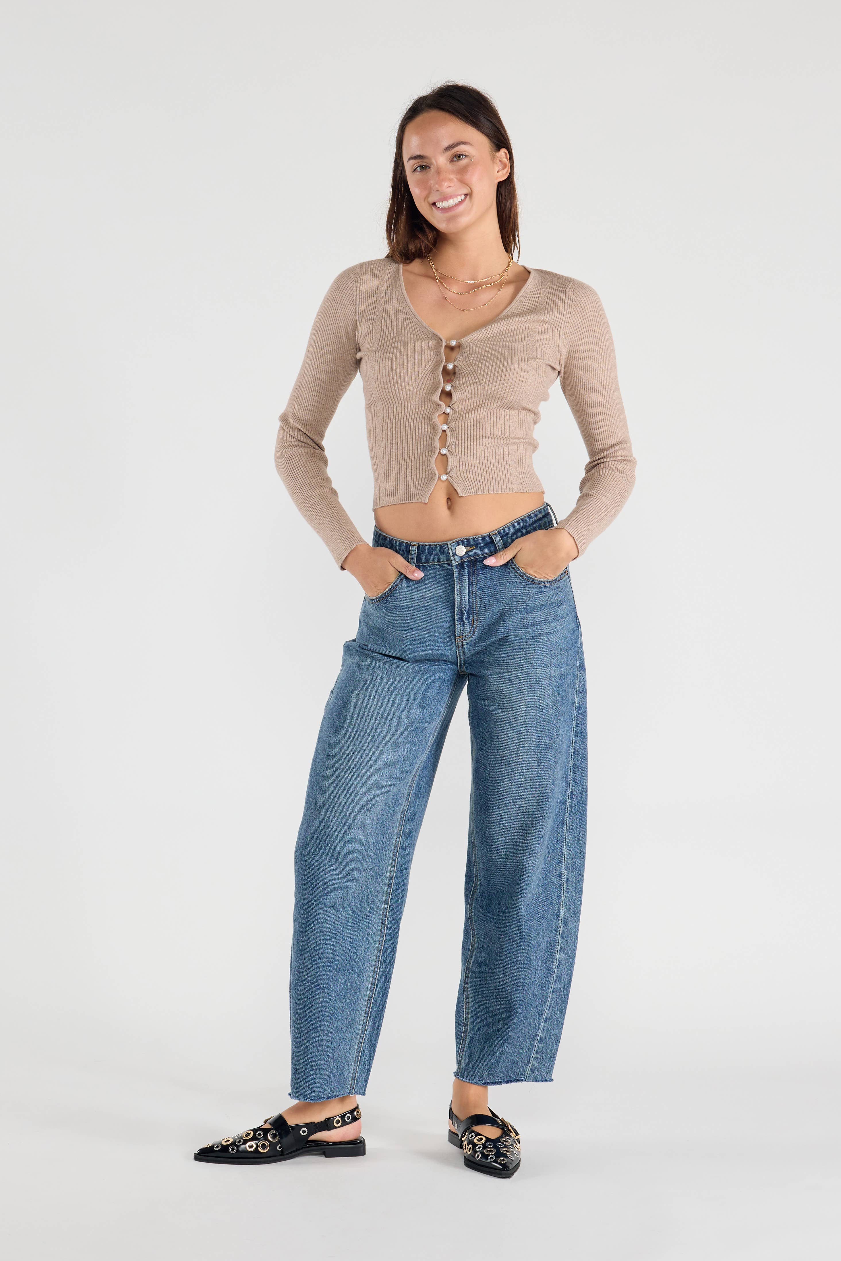 MEDIUM OPEN PACK Relaxed Barrel Jeans with Side Panel XP7013 for wholesale on Faire3