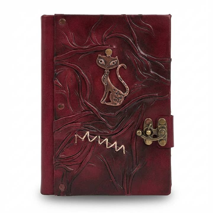 Cat Figure Leather Journal With Free Ball pen for wholesale by ML Marcaleather