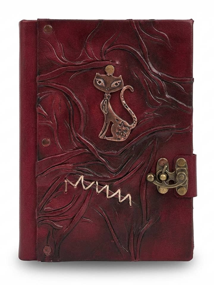Cat Figure Leather Journal With Free Ball pen for wholesale by ML Marcaleather