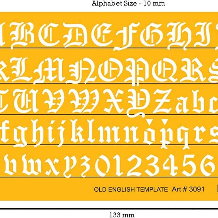 Liquidraw - Wholesale Stencil/Craft Die - Old English Letter Stencils 10mm, Lettering Stencils for Crafts English Stencil Alphabet Number Drawing Drafting Template