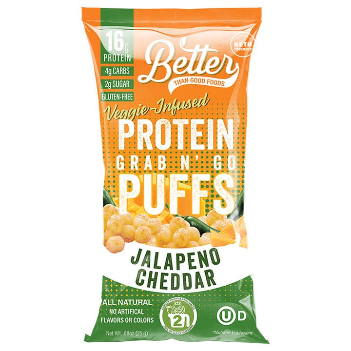Better Than Good Foods - Wholesale Puffed Snack - BTG Keto Protein Puffs - 8pk Cheddar Jalapeno
