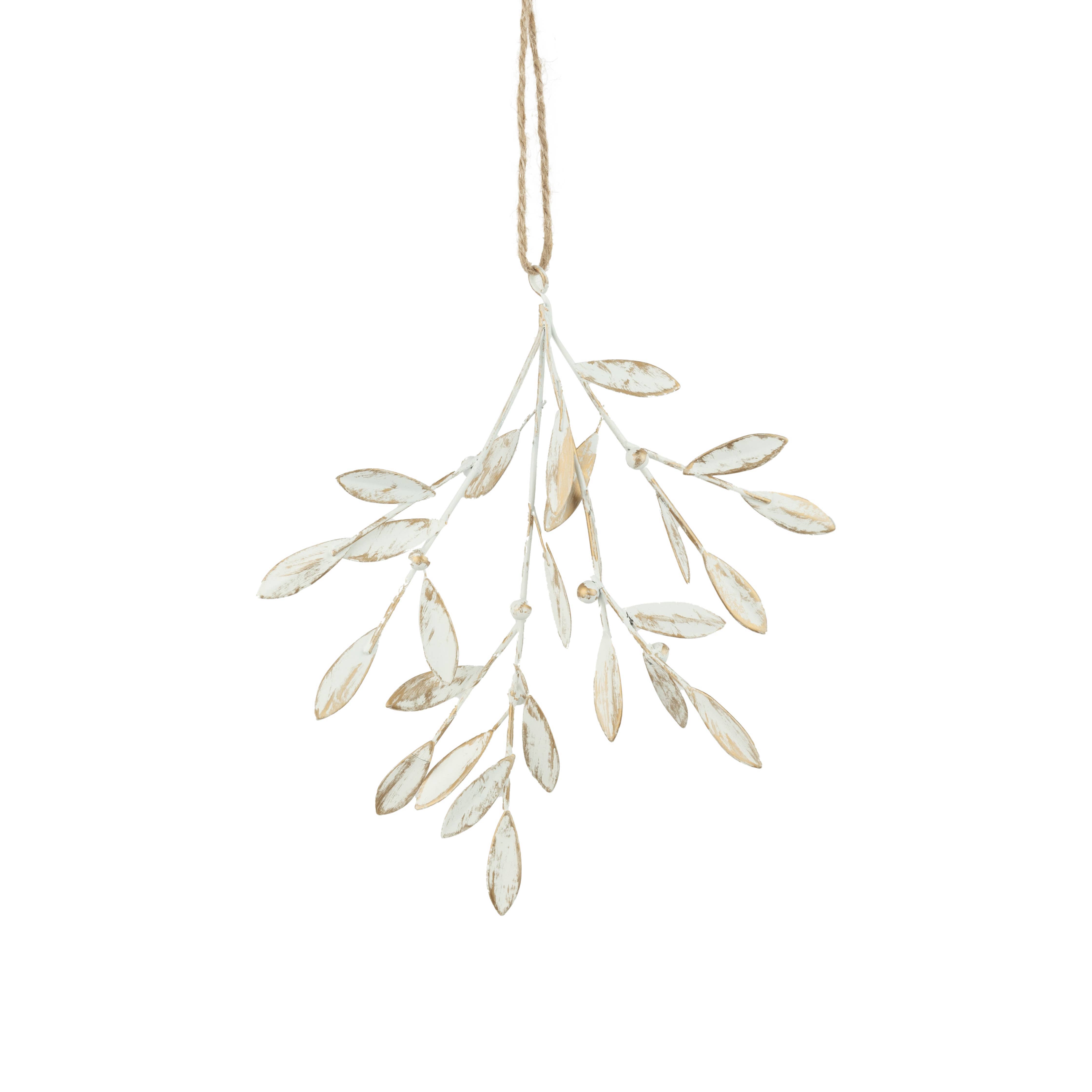 Silver Tree Home & Holiday - Vente Objets de décoration - A21730 : Ornement de branche de gui en métal peint, 47 pouces0
