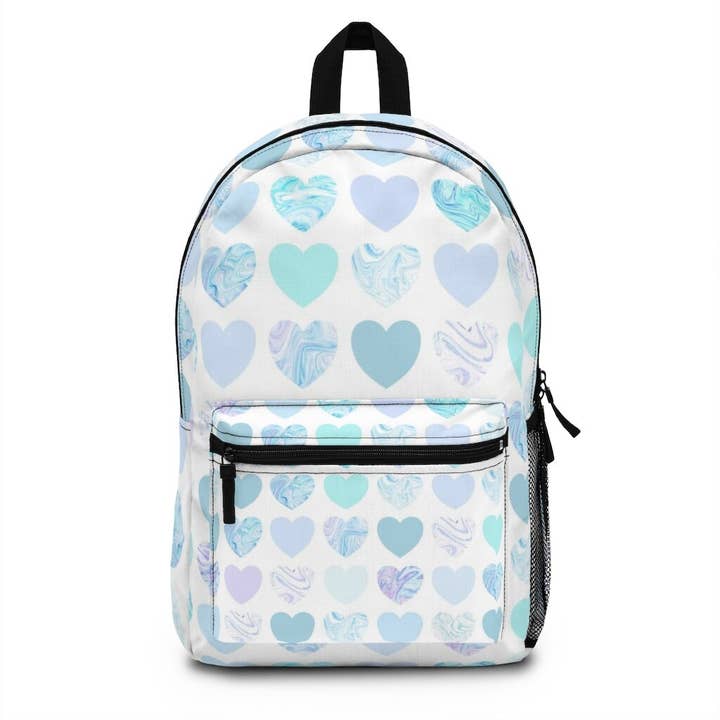 Backpack Featuring Pastel Marble Hearts Pattern for wholesale by Solana Grace