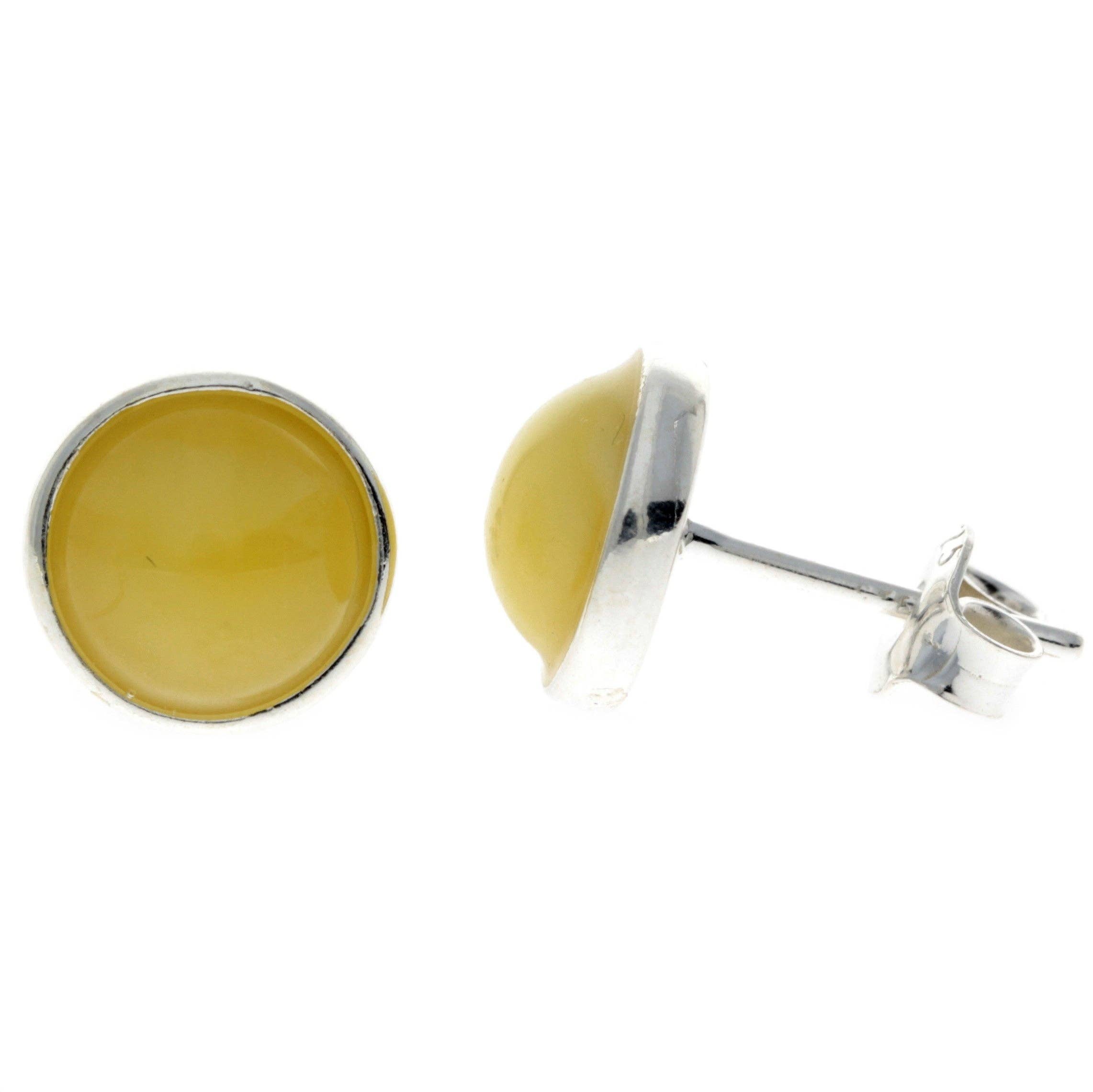 SilverAmber Jewellery - Wholesale Stud/Post Earrings - 925 Sterling Silver & Genuine Baltic Amber Classic Round Studs Earrings various sizes - GL18920