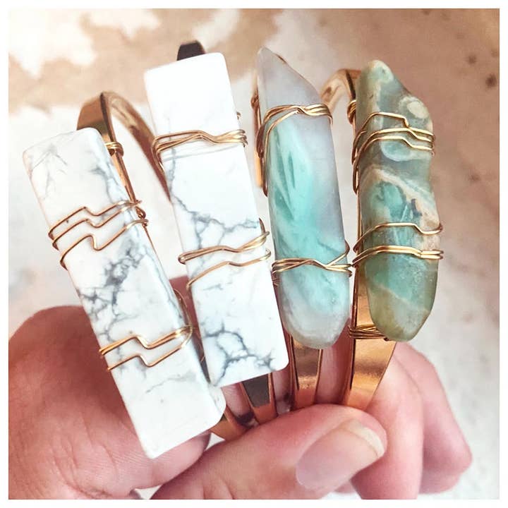 Etymology Jewelry - Wholesale Cuff Bracelet - Agate Cuff- Crystal Bangle Bracelet Jewelry-Seafoam