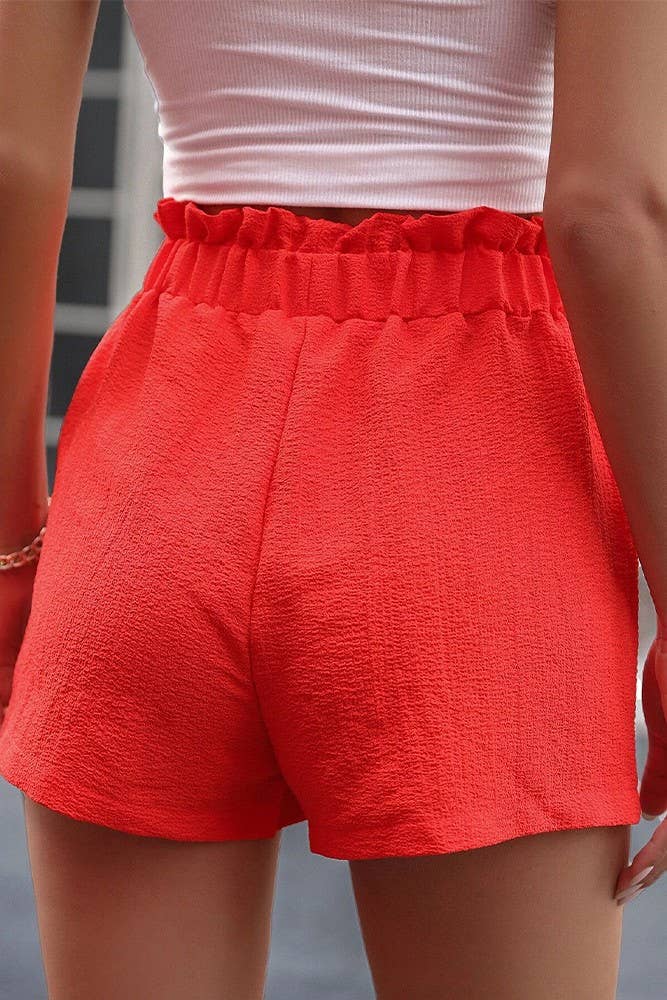 UNISHE – Calções – Mulher por atacado – Shorts Primavera Verão Liso Elast com Bolsos de Cintura AXR0827