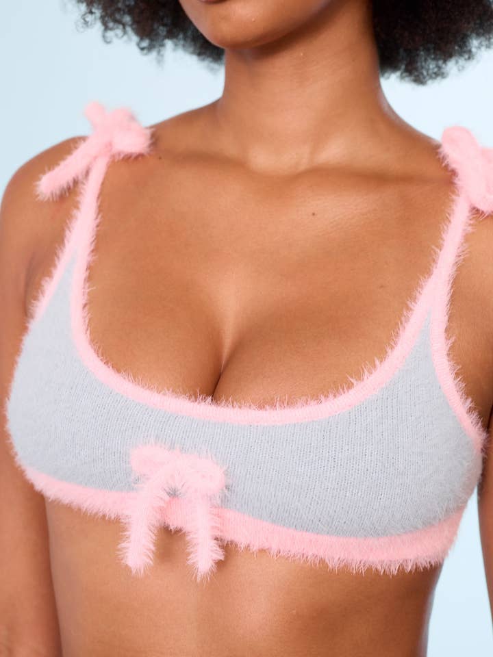 Fuzzy Bralette in Blue for wholesale by Voight