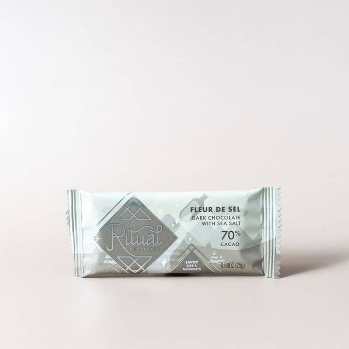 Fleur de Sel Mini Bar 25g, Dark Chocolate 70% Cacao for wholesale by Ritual Chocolate
