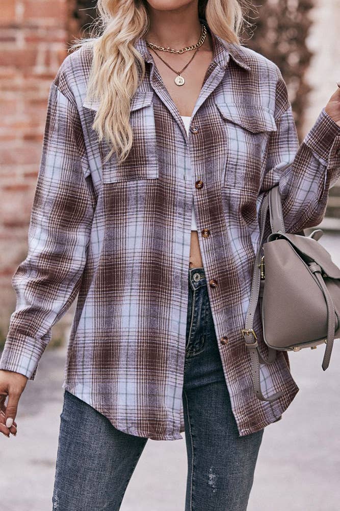 Comely Fashion - Wholesale Button Down Shirt - Women's - Women Plaid Blouse Buttoned Fall Sesaon Shirt CF-MD07411