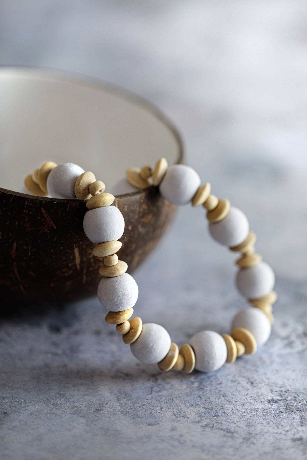Bazar Bizar Living - Vente Collier de perles - Collier Canggu - Blanc naturel2