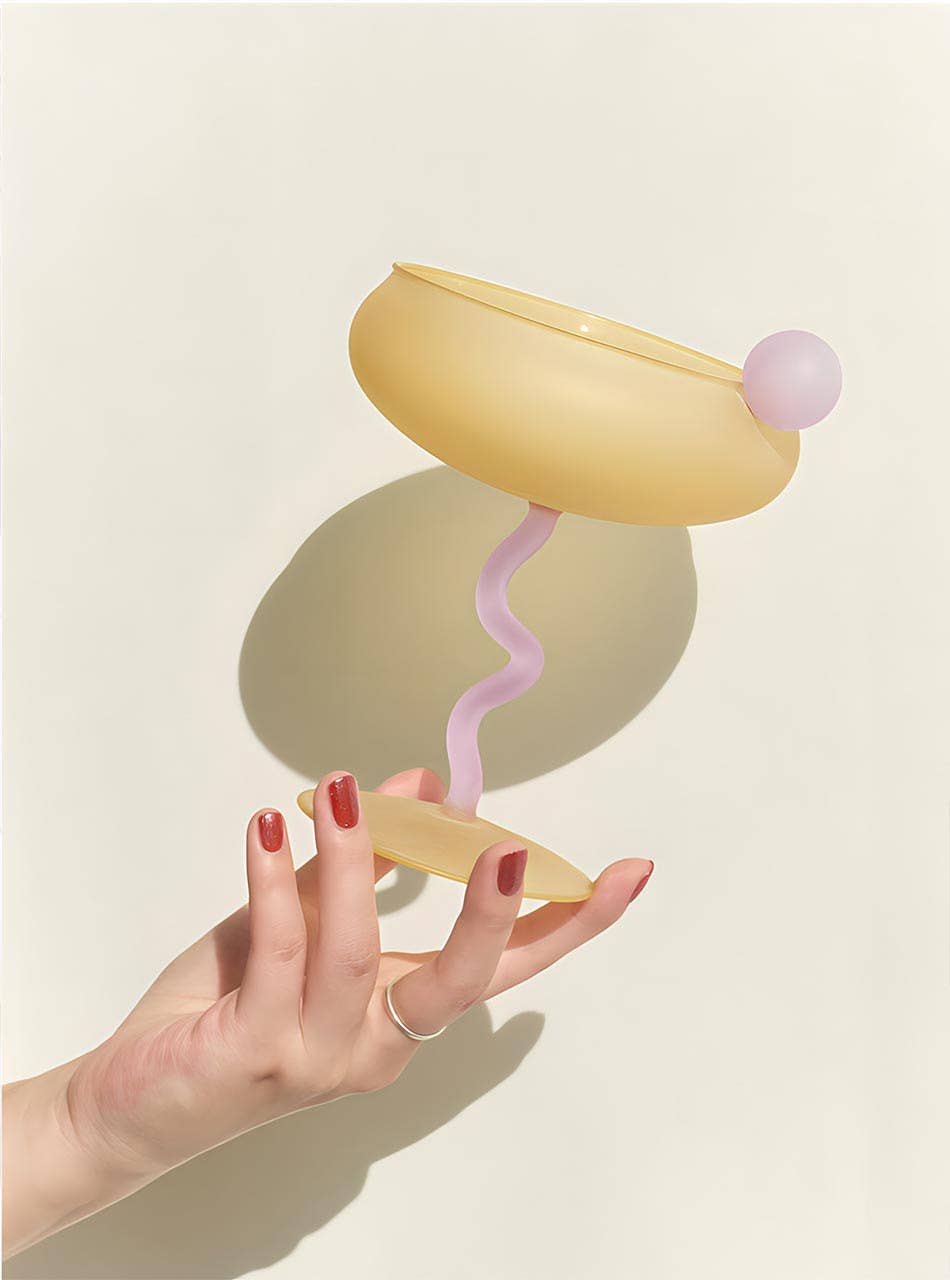 TUTU Home - Wholesale Cocktail/Liquor Glass - "Lollipop" Fun & Colourful Coupe Glass - Yellow1