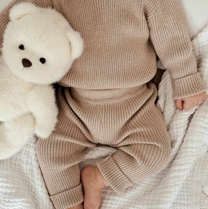 Baby Rib Leggings - Heather Beige for wholesale by Luna + Luca