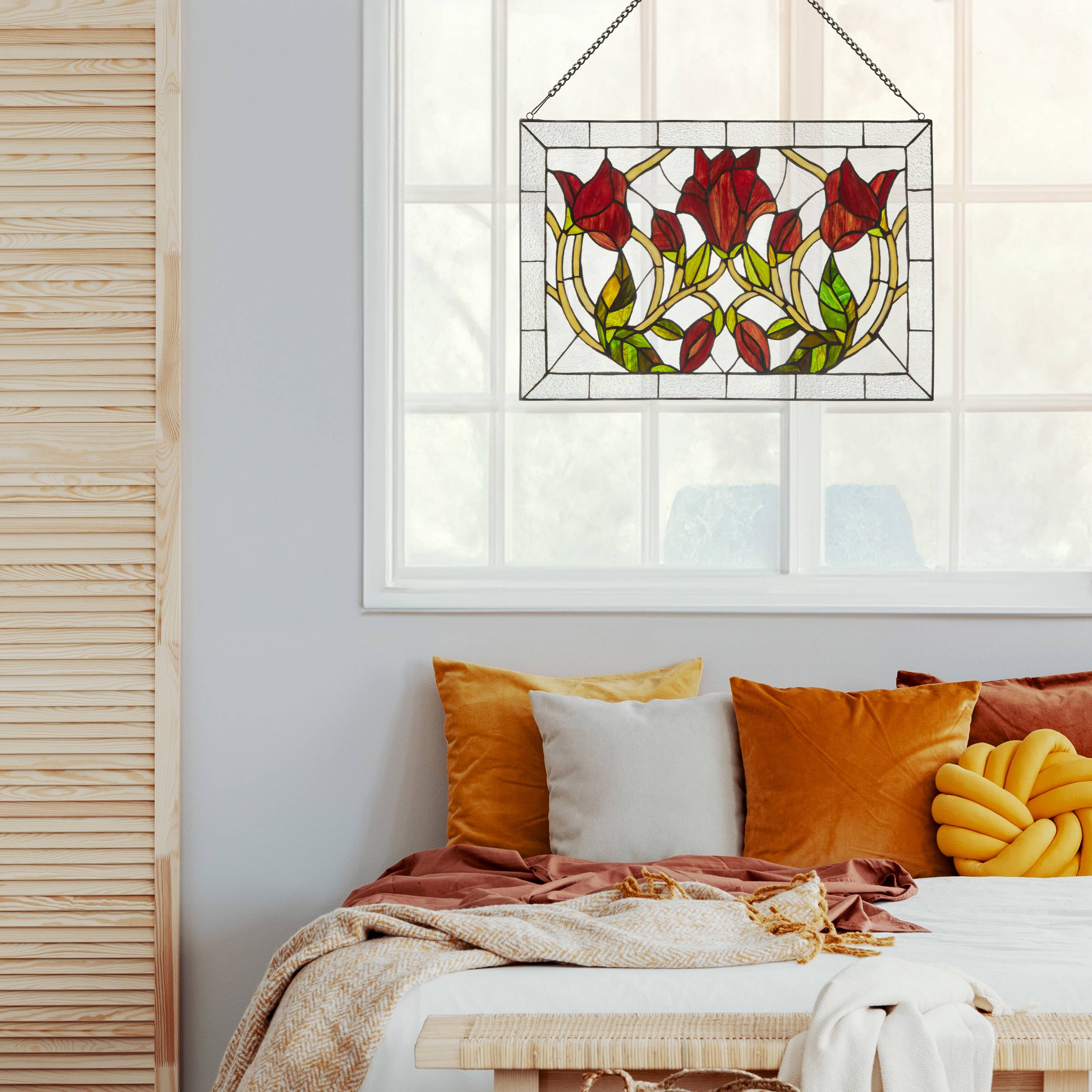 River of Goods - Wholesale Suncatcher - 24"W Floral Vine Tiffany-Style Stained Glass Window Panel9