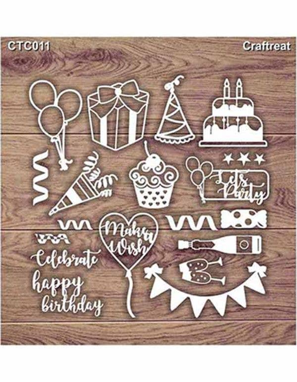 CrafTreat - Wholesale Craft Supplies - CrafTreat Lets Party Laser Cut Chipboard 5.5x60