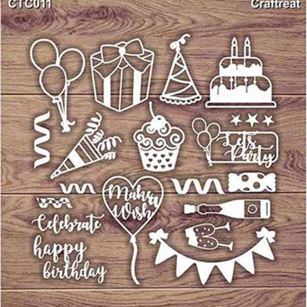 CrafTreat - Wholesale Craft Supplies - CrafTreat Lets Party Laser Cut Chipboard 5.5x6