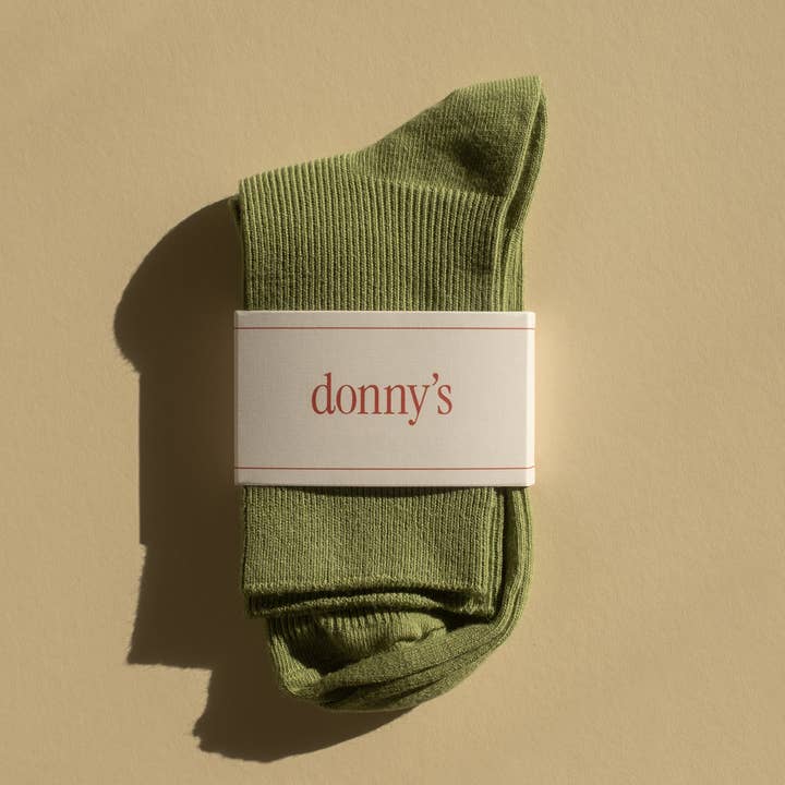 Meias Caneladas Clássicas em Verde Sálvia por atacado de Donny's