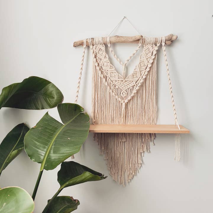 Rosie the Wanderer, Handmade Macramé - Wholesale Wall Mounted Shelf - Large Macrame Shelf- "Jenna"- Macrame Shelf Wall Hanging- Made To Order Macrame- Custom Macrame- Macrame Wedding- Macrame Rope- Boho Decor