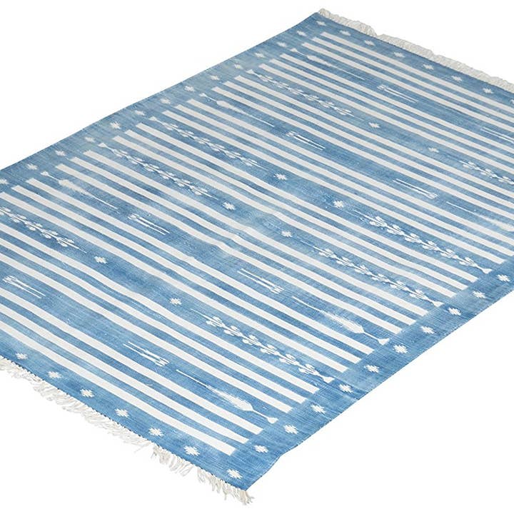 Mundota Regal Haveli Stripes Handwoven 100% Cotton Area Rug for wholesale by Jaipur RugHauz