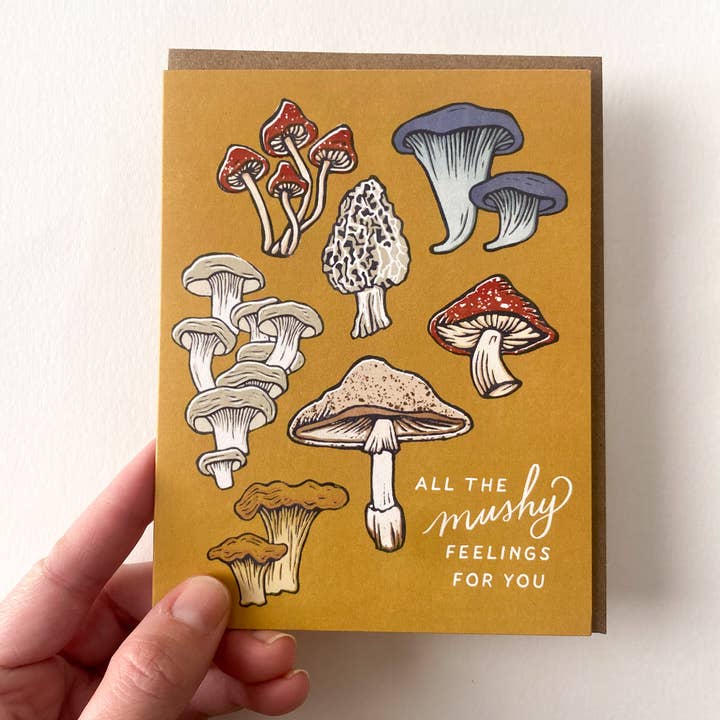 Root & Branch Paper Co. - Wholesale Love Card - All the Mushy Feelings for You - Mushroom Love Card