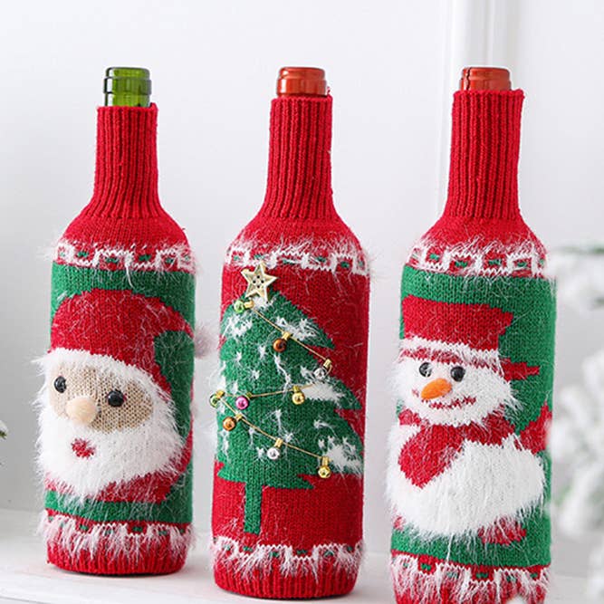 UNISHE - Wholesale Drink Huggers & Koozies - Christmas Knit Wine Bottle Case MOQ 3pcs ZZKF1054