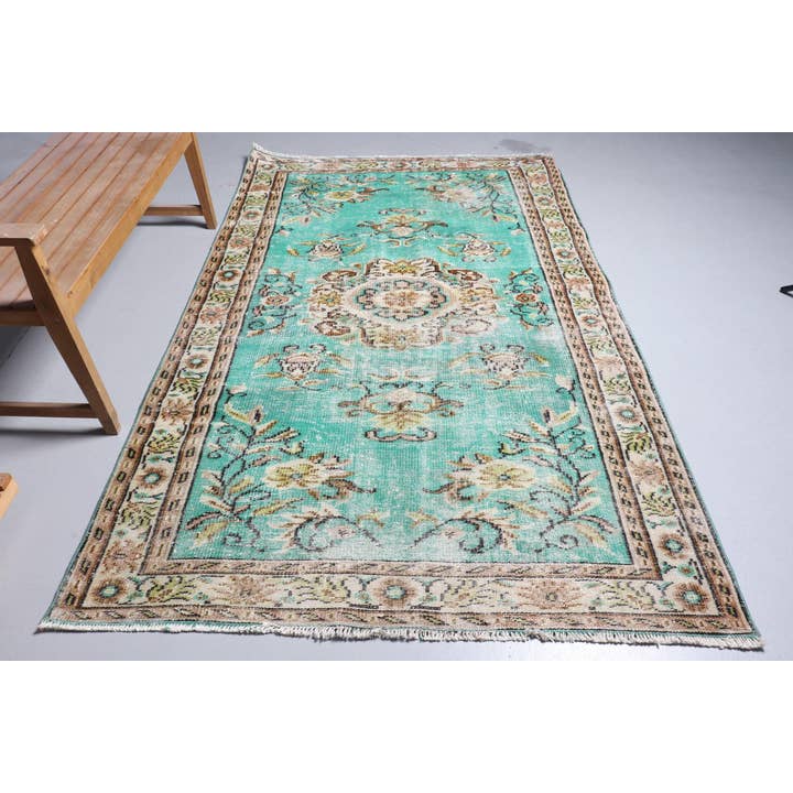 5,2x8,3 ft Matta, Turkisk Vintage Matta, Grön Brun Abstrakt Matta för wholesale av The Loom Wholesale