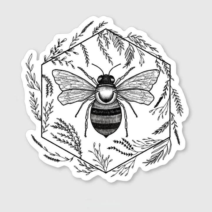 Botanical Bee Sticker for wholesale by Fern and Skye