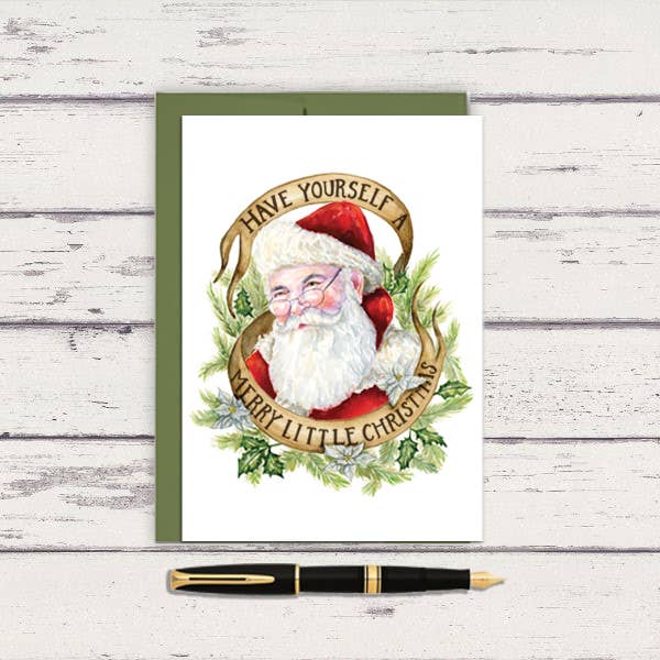 Carte de vœux Motif Père Noël Merry Little Christmas pour la vente par Meadowbrook Lane