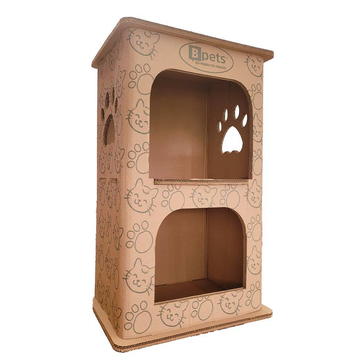 Designer Pet Products, LLC - Wholesale Pet Scratcher - Cat - Cat House- Cardboard Premium 2-Floor2