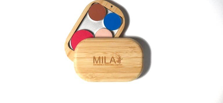 Mila Sustainable Packaging Company - Wholesale Makeup Storage Box - Refillable Bamboo Medium Cosmetic Makeup Palette1