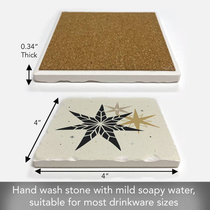 CounterArt/Highland Home/Thirstystone/CoasterStone - Wholesale Coasters - Thirstystone Christmas Stars Single Absorbent Stone Coaster