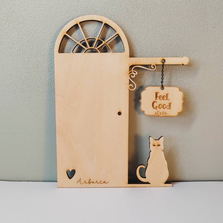 Dekorativ bokavdelare - Katt & skylt Feel Good för wholesale av Mystic'Arboria